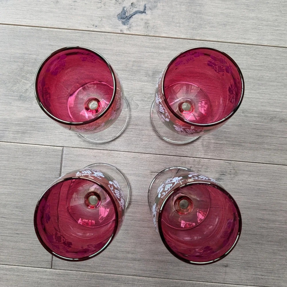 West Virginia Glass Co Ruby Cranberry/Ruby Glass Set of  4 Vintage - Picture 7 of 7